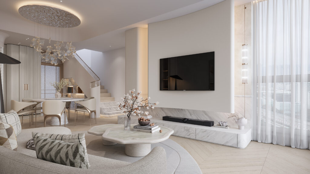DINING 2 A Symphony of Curves: Peak One Penthouse and Rooftop Design